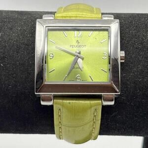 Silver & Green Peugeot Watch